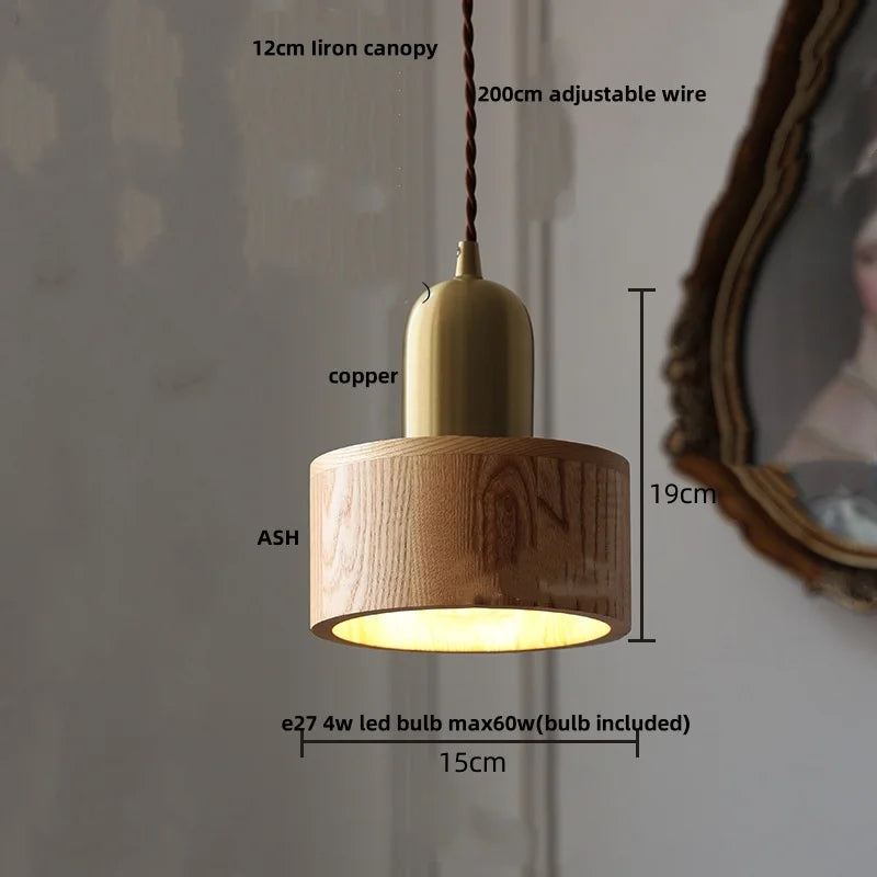 Artfan Ash Wood LED Pendant Lamp Adjustable Hanging Lights Luminaire