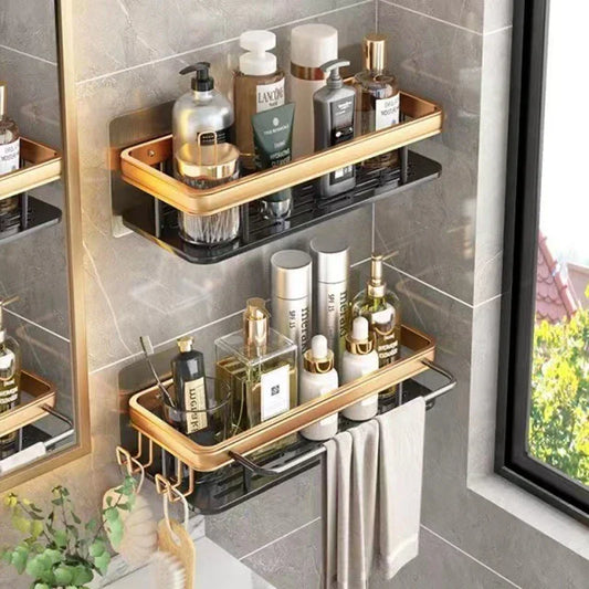 Artfan Aluminum Corner Bathroom Shelf with Towel Holder