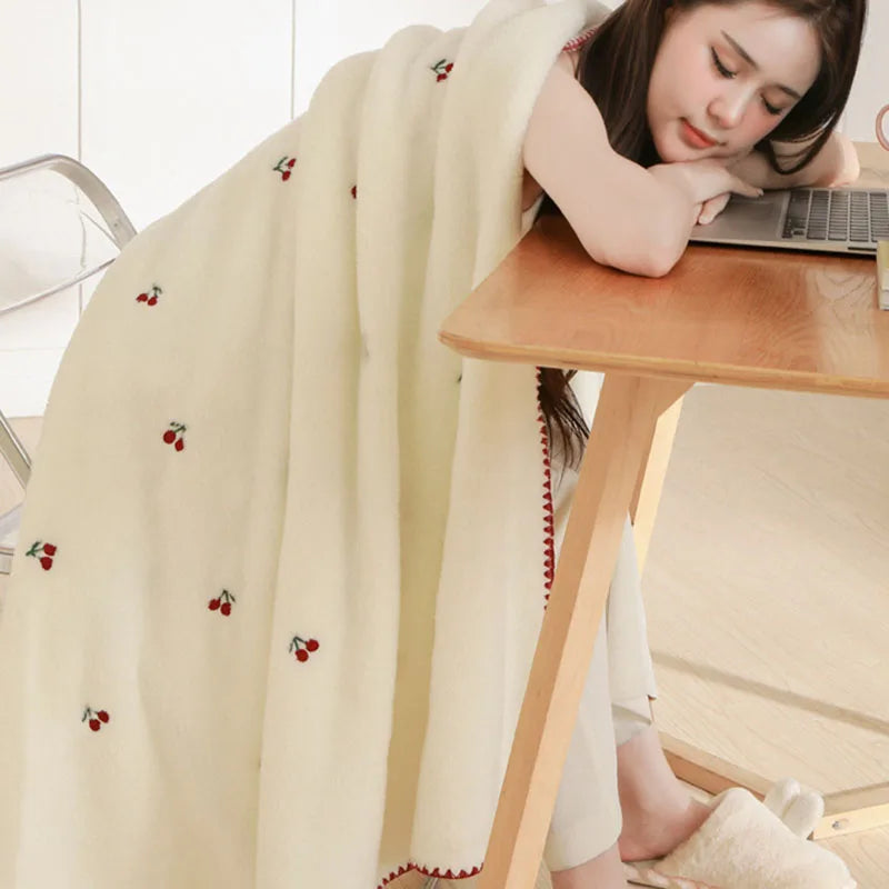 Artfan Baby Velvet Embroidered Blanket: Double-Sided Warm Travel Bedroom Sofa Cover
