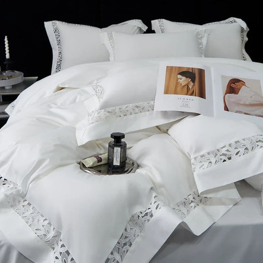 Artfan 1200TC Egyptian Cotton Bedding Set with Hollow Lace Broad Side