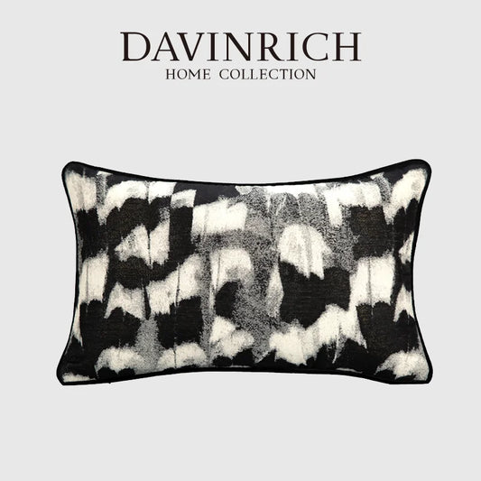 Artfan Abstract Monochrome Jacquard Lumbar Pillow Cover for Chic Studio & Home Decor