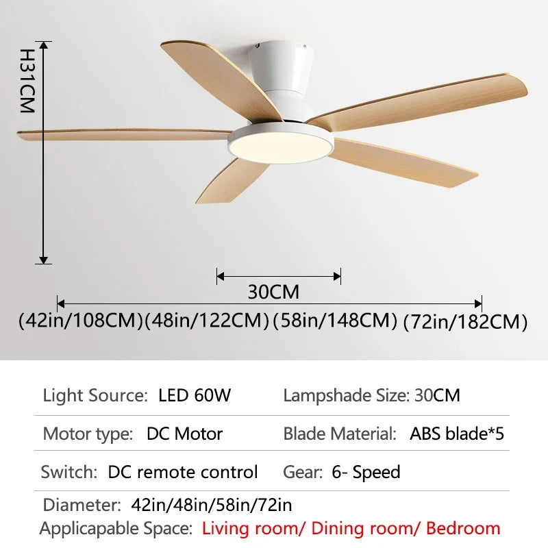 Artfan 72" DC Ceiling Fan Light Remote Control Strong Winds Living Room Mute Chandelier