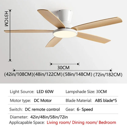 Artfan 72" DC Ceiling Fan Light Remote Control Strong Winds Living Room Mute Chandelier