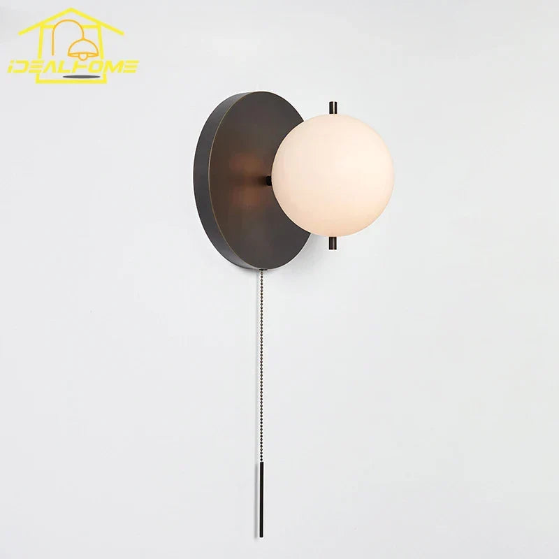 Artfan lighting Black/Gold Ball Wall Lamp - Minimalist Iron Art Decor for Bedroom & Cafe