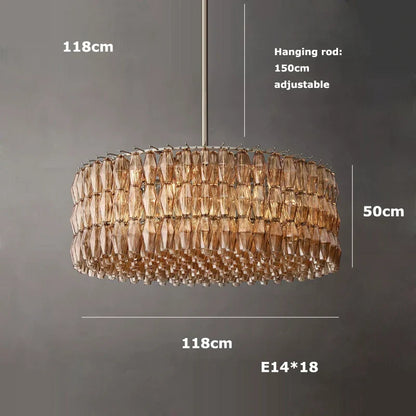Artfan Art Deco Glass Shade Brass LED Chandelier - Luxury Black Dining Room Ceiling Light