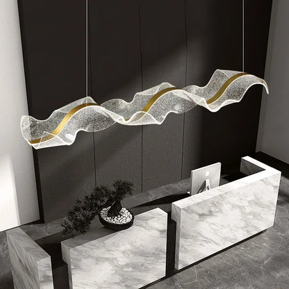 Artfan Acrylic Ribbon LED Ceiling Chandelier for Living Room, Modern Dining Pendant Lamp