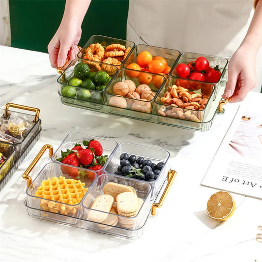 Artfan 6-Grid Divided Fruit Plate Snack Dish Dry Fruit Tray Light Luxury Tray