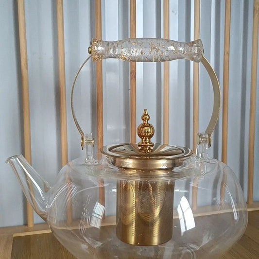Artfan Amber Glass Teapot Filter, Heat-Resistant, Pumpkin-Shaped, Ideal for Boiling and Brewing Tea