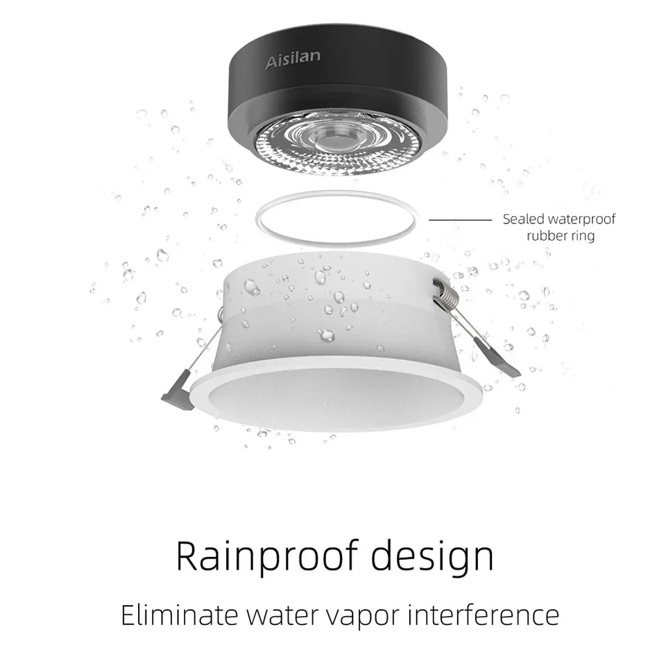 Artfan 7W LED Downlight: IP65 Waterproof, Ultra-thin Design, 30° Beam Angle