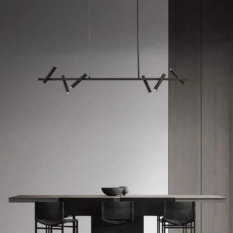 Artfan lighting Black LED Spot Chandelier: Modern Minimalist Rotatable Hanging Lamp for Home Decor