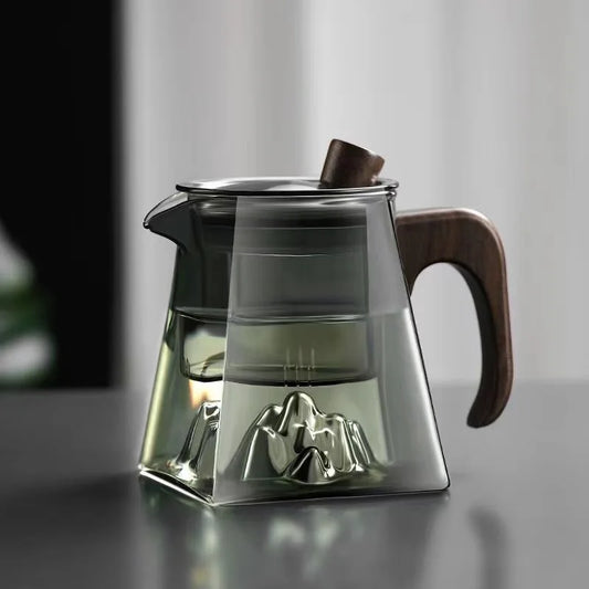 Artfan Glass Tea Pot with Infuser Herbal Flower Tea Kettle Clear Square Filter