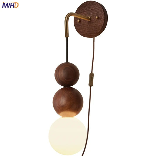 Artfan Adjustable LED Wall Light White Glass Walnut Wood Bar Living Room Mirror Lamp
