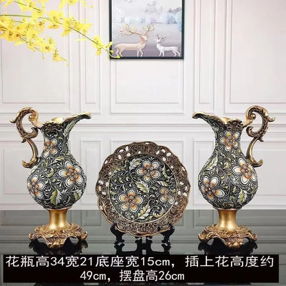 Artfan Resin Vase Dried Flowers Arrangement for Living Room Decor