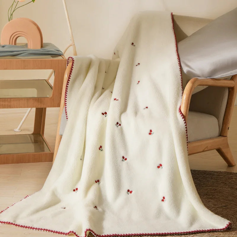 Artfan Baby Velvet Embroidered Blanket: Double-Sided Warm Travel Bedroom Sofa Cover