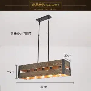 Artfan 6-Head Industrial Style Pendant Lamp - Retro Solid Wood Iron Table Light