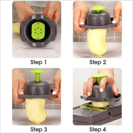 Artfan 3-in-1 Vegetable Slicer Cutter Grater with Basket - Kitchen Essential