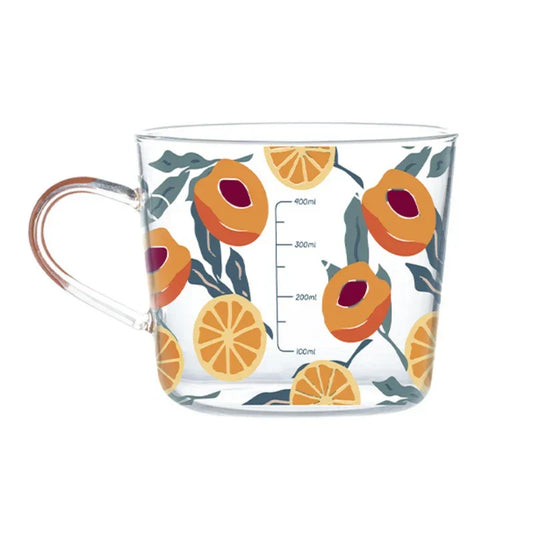 Artfan 500ml Glass Mug with Handle and Scale for Breakfast Milk at Home or Office