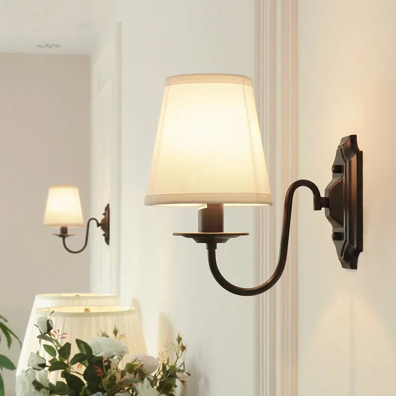Artfan lighting Black Iron Wall Lamp: Elegant Rural Bedroom & Living Room Sconce with European Flair