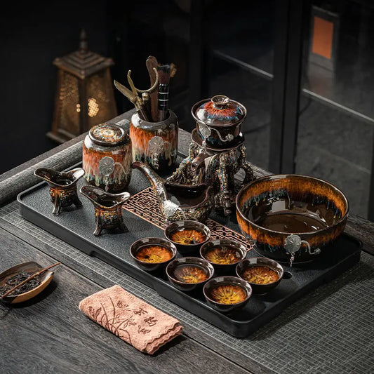 Artfan Dragon Teapot & Magnetic Rotating Tea Set, Chinese Kung Fu Teaware