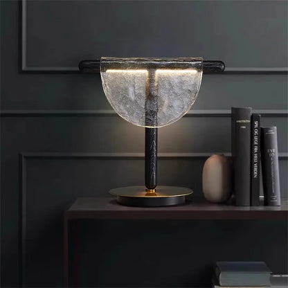 Artfan Amber Glass Table Lamp: Nordic Minimalist LED Nightstand Decor