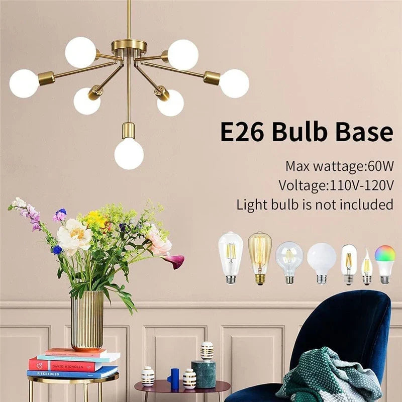 Artfan 8-Head Nordic Ceiling Chandelier in Black White Gold for Modern Home Decor