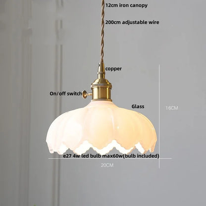 Artfan Amber Glass Walnut Wood LED Pendant Lamp with Copper Knob Switch