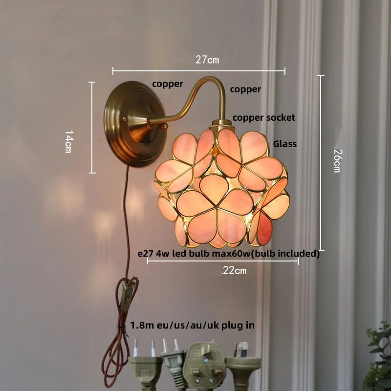 Artfan Amber Glass Wall Sconce Vintage Loft LED Vanity Light Fixture