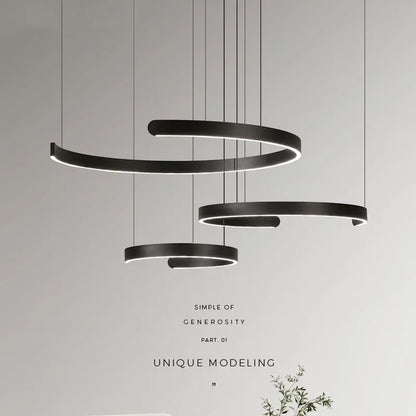 Artfan lighting Black LED Chandelier Pendant Light for Foyer Stairs Bar, Minimalist Indoor Hanging Lamp