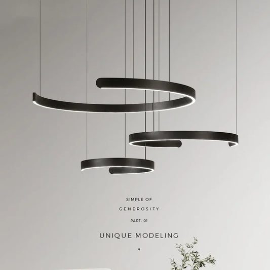 Artfan lighting Black LED Chandelier Pendant Light for Foyer Stairs Bar, Minimalist Indoor Hanging Lamp