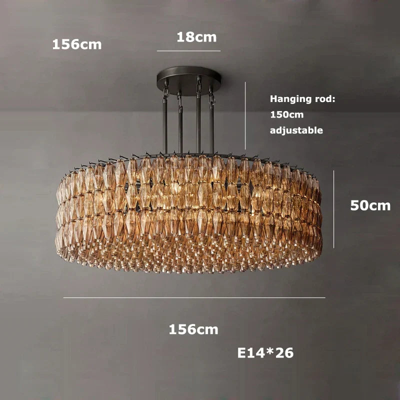 Artfan Art Deco Glass Shade Brass LED Chandelier - Luxury Black Dining Room Ceiling Light