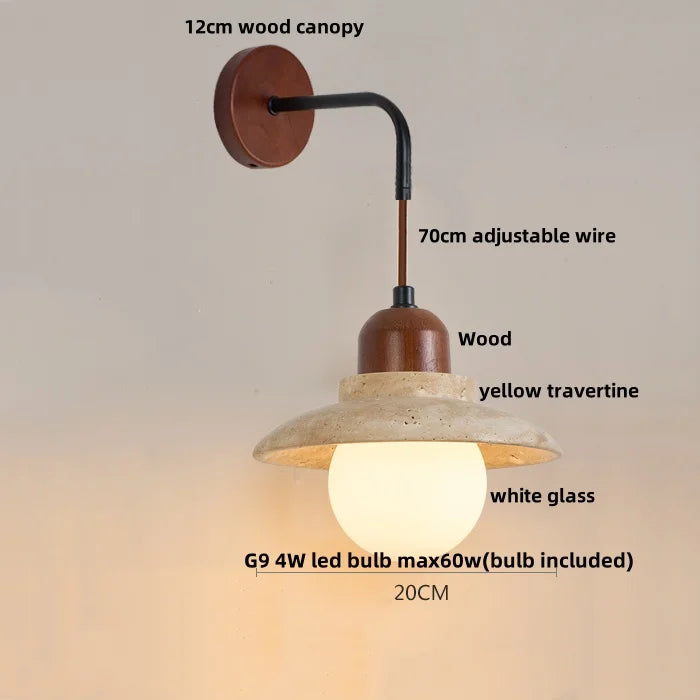 Artfan Adjustable LED Wall Sconce Yellow Travertine Stair Light Fixture for Home Decor
