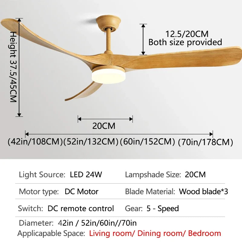 Artfan 70" Luxury Wooden Ceiling Fan with Reversible Motor for Year-Round Comfort