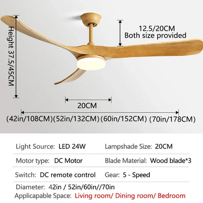 Artfan 70" Luxury Wooden Ceiling Fan with Reversible Motor for Year-Round Comfort