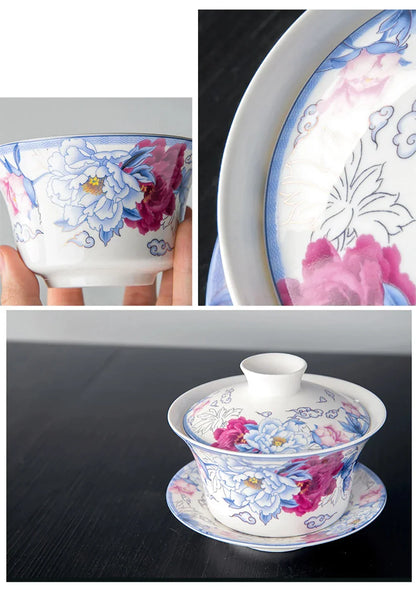 Artfan 350ml Ceramic Gaiwan Porcelain Tea Cup Set