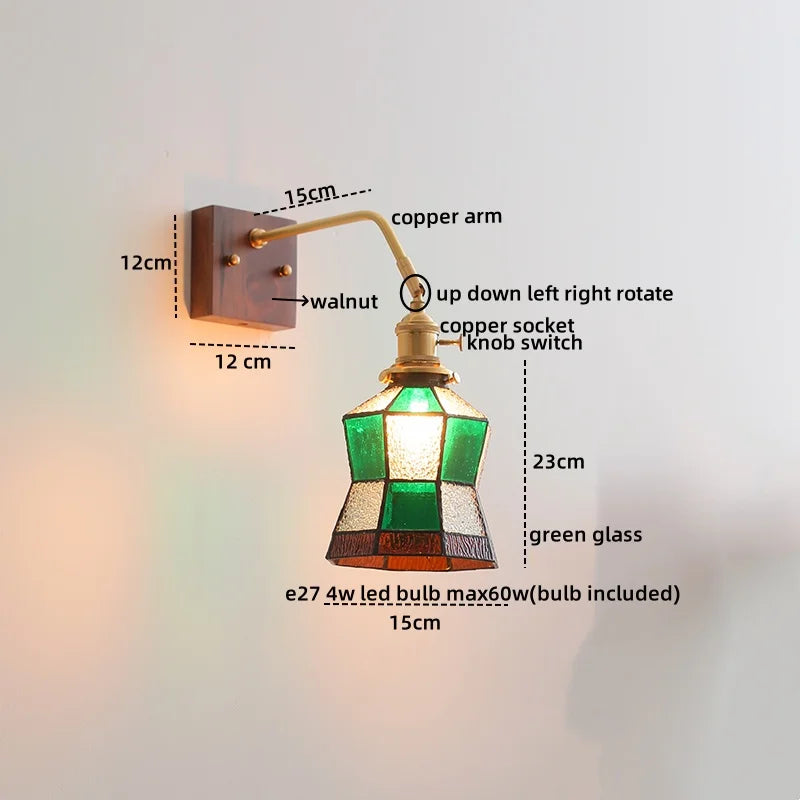 Artfan Amber Glass LED Wall Sconce Pull Chain Switch.