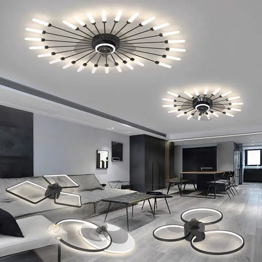 Artfan 2023 Modern Chandelier Ceiling Fan Lights for Living Room Bedroom Upscale Decor