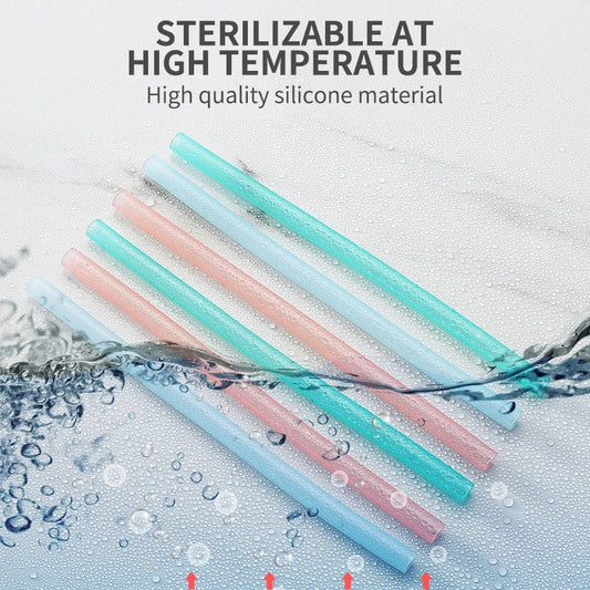 Artfan 6-Piece Reusable Silicone Straws Set with Cleaning Brush - Eco-Friendly Party Accessories