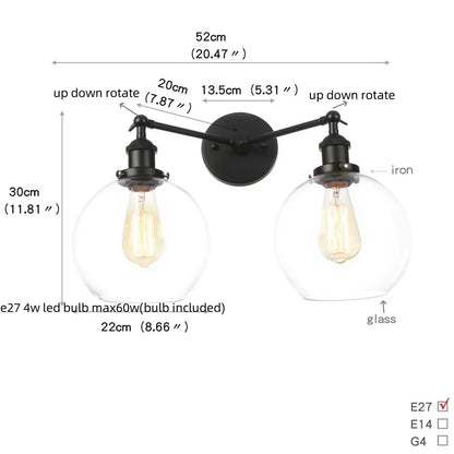 Artfan lighting Black LED Wall Lamp Sconce Industrial Loft Vintage Bathroom Mirror Light