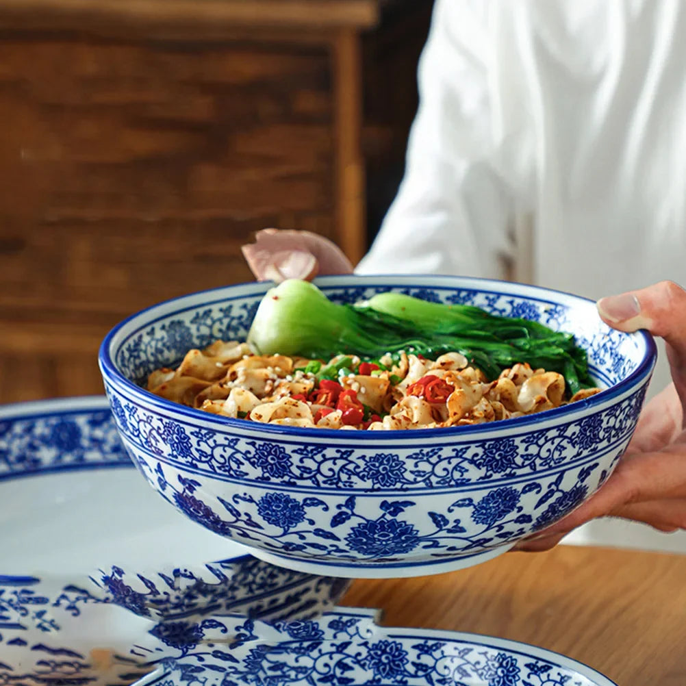 Artfan lighting Blue and White Ceramic Soup Bowl - Perfect for Noodles and Soups