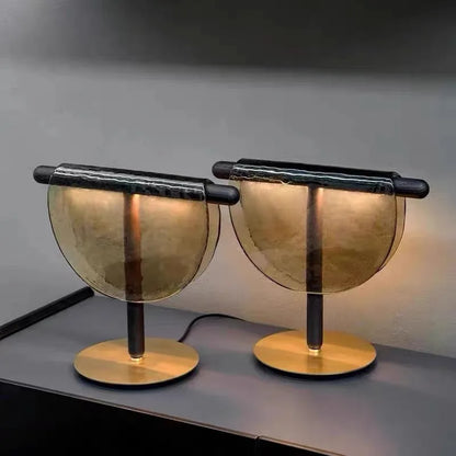 Artfan Amber Glass Table Lamp: Nordic Minimalist LED Nightstand Decor