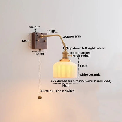 Artfan Amber Glass LED Wall Sconce Pull Chain Switch.