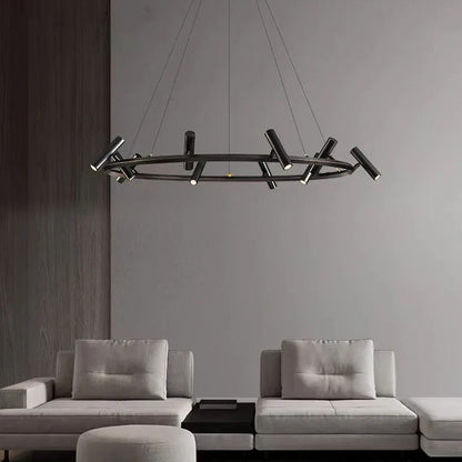 Artfan lighting Black LED Spot Chandelier: Modern Minimalist Rotatable Hanging Lamp for Home Decor