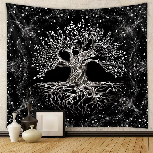 Artfan Astrology Chart Tarot Tapestry Wheel Sun Moon Tree Mushroom Wall Hanging