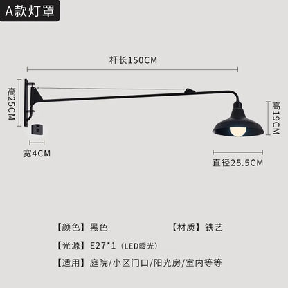 Artfan lighting Black LED Swing Arm Wall Lamp for Outdoor Decor in Bedroom, Balcony & Aisle