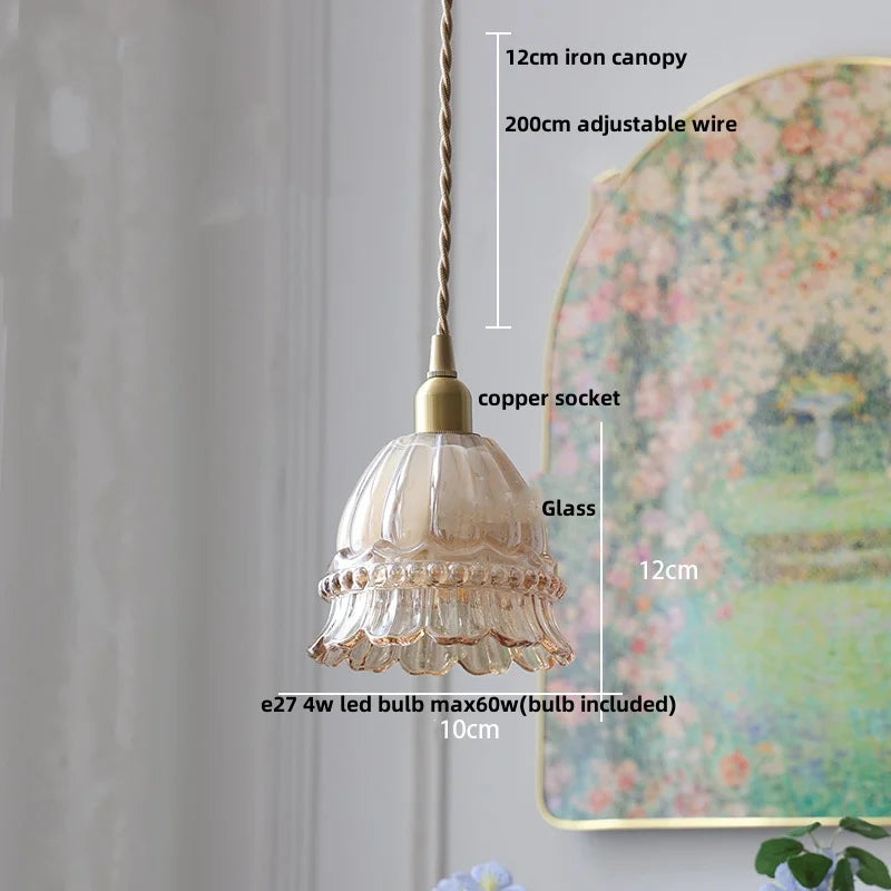 Artfan Amber Glass LED Pendant Light - Nordic Modern Balcony Foyer Coffee Wall Lamp
