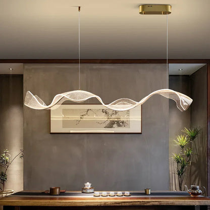Artfan Acrylic Ribbon LED Ceiling Chandelier for Living Room, Modern Dining Pendant Lamp