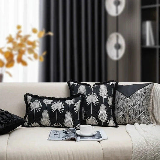 Artfan lighting Black & White Light Luxury Designer Pillow Cover - Living Room & Hotel Sofa Décor