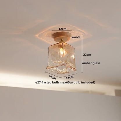 Artfan Amber Glass LED Ceiling Lights Modern Decoration for Home Porch Restaurant
