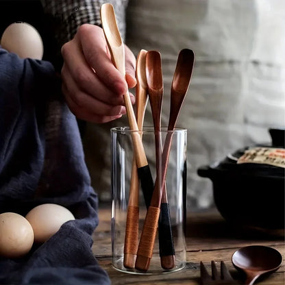 Artfan 4PCS Japanese Style Wooden Spoon Set | Versatile Kitchen Tools for Mixing and Serving