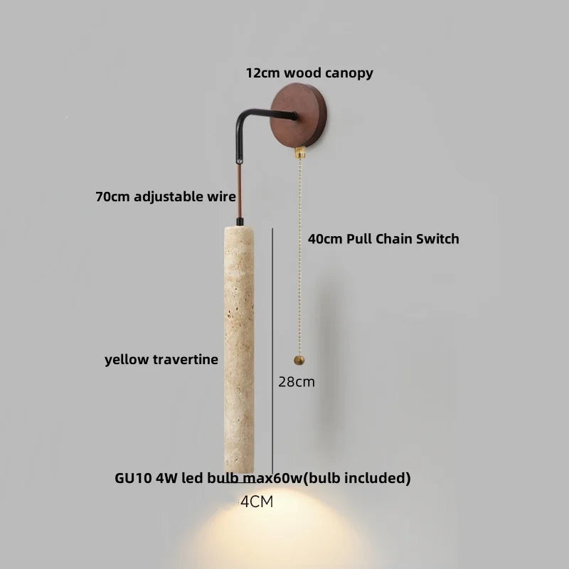 Artfan Adjustable LED Wall Sconce Yellow Travertine Stair Light Fixture for Home Decor